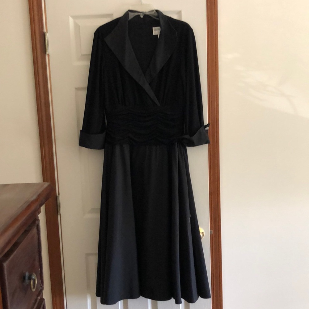 Black satin like formal dress